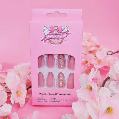 Pink Matte Almond Press on Nails